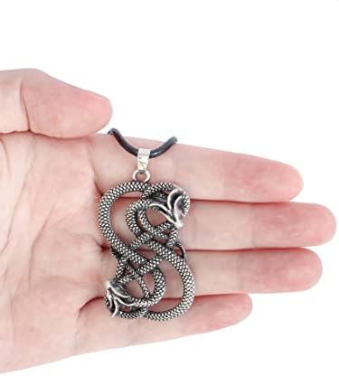 สร้อยคอ Haquil Viking Serpent, Loki Snake Ouroboros Pendant, สายหนังเทียม, ของขวัญเครื่องประดับไวกิ้ง