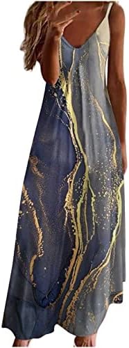 ผู้หญิงผีเสื้อพิมพ์ Maxi Dress ฤดูร้อน v คอสปาเก็ตตี้ชุดเดรสแบบลำลองแขนเสื้อแบบสบาย ๆ