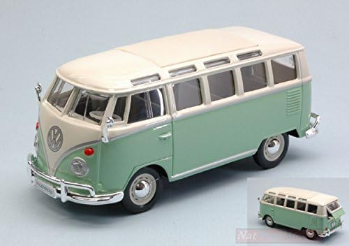 รุ่น Maisto Scale เข้ากันได้กับ VW T1 Samba Van 1962 สีเขียวพาสเทลสีเขียว/ครีม 1:25 MI31956G
