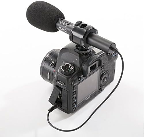 Movo VXR70 X/Y คอนเดนเซอร์วิดีโอไมโครโฟนด้วยการลดทอน -10dB, โฟม/ขนยาวและเคสสำหรับกล้อง DSLR & กล้องวิดีโอ