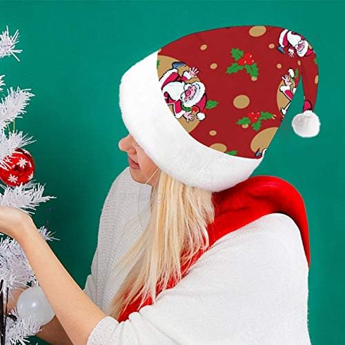หมวกซานต้าคริสต์มาสมีความสุขหมวกวันหยุดคริสต์มาสซานตาคลอสสำหรับผู้ใหญ่, หมวกคริสต์มาสสบาย ๆ