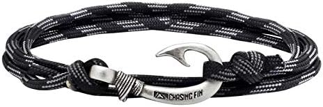 Chasing Fin Fish Hook Bracelet -เท่ากับระดับทหารขนาด 30 นิ้ว 550 Paracord และข้อต่อ -ขนาดปรับได้ Nylon Nautical