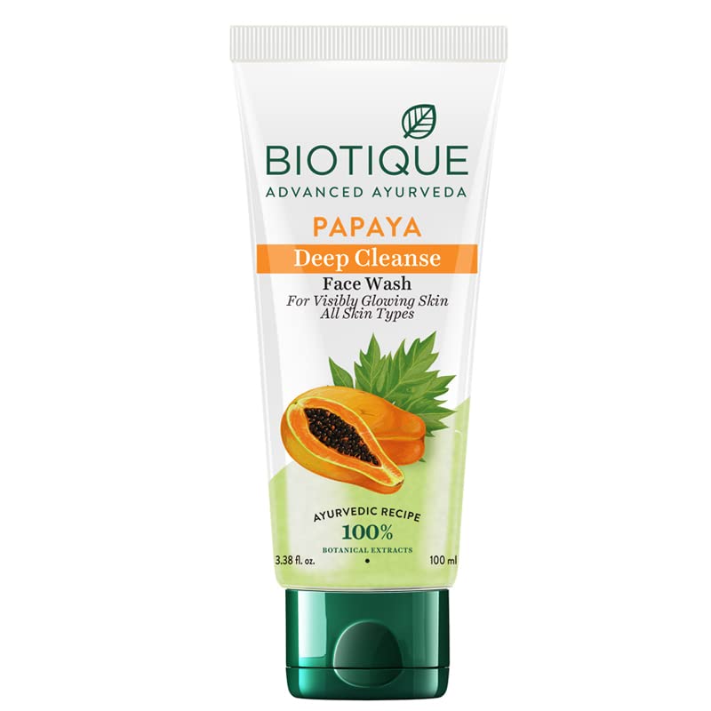 Biotique Bio Papaya อย่างเห็นได้ชัดการล้างหน้าผิวหนังที่ไร้ที่ติ, 100 มล. ฉันทุกประเภทผิวที่ฉันละลายเซลล์ผิวที่ตายแล้ว,