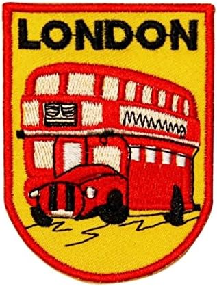 London Double Decker Bus Patch ตราสัญลักษณ์การเดินทางของอังกฤษปักเหล็กบน applique