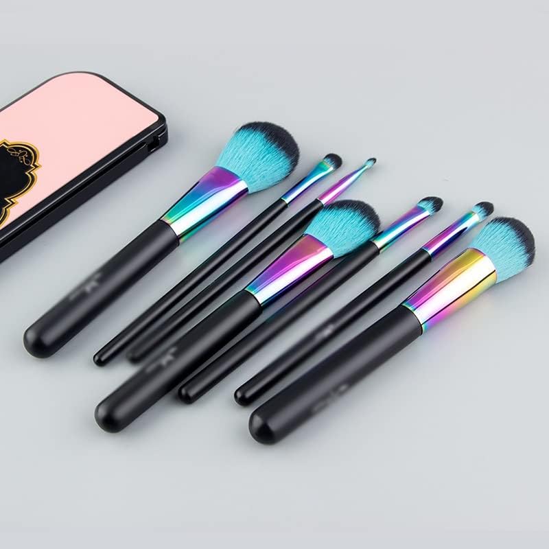XWWDP 7PCS Rainbow Makeup Brushes Professional Brushes พร้อมถุงเครื่องสำอางกระเป๋าเดินทางแบบพกพาแต่งหน้า
