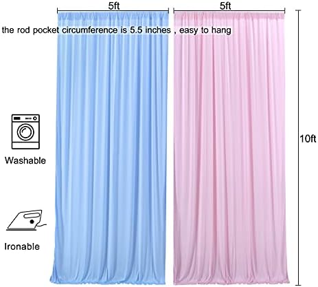 10x10 Pink Blue Backdrop Curtains สำหรับเพศเปิดเผยปาร์ตี้เด็กผู้ชายหรือเด็กผู้หญิงริ้ว