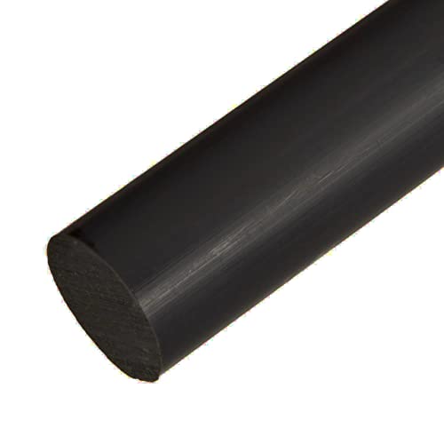 Metal Online Supply Black Acetal Round Round, เส้นผ่าศูนย์กลาง, ความยาว 1.250 x12 นิ้ว, 626077516
