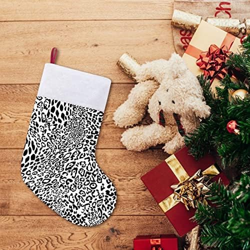 รูปแบบเสือดาวหิมะคริสมาสต์แขวนถุงเท้าน่ารักซานต้าถุงเท้าสำหรับคริสต์มาสตกแต่ง