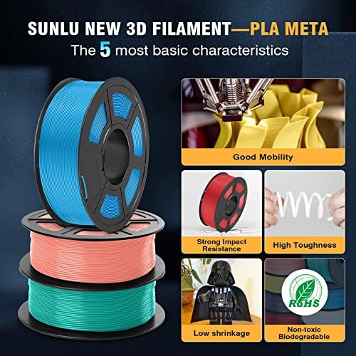 Sunlu PLA meta filament 1kg & sunlu filament dryer box s2 สำหรับการพิมพ์ 3d, pla meta 3d filament 1.75 มม. ความแม่นยำมิติความแม่นยำ