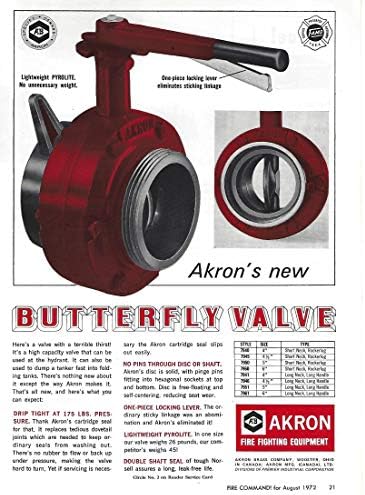 1972 นิตยสารฉบับพิมพ์โฆษณา 1 Akron Fire Equipment Valve Butterfly Valve